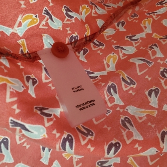 Beach Lunch Lounge Sleeveless Blouse Button Up Tied Waist Bird Pattern Womens XS - Picture 4 of 5